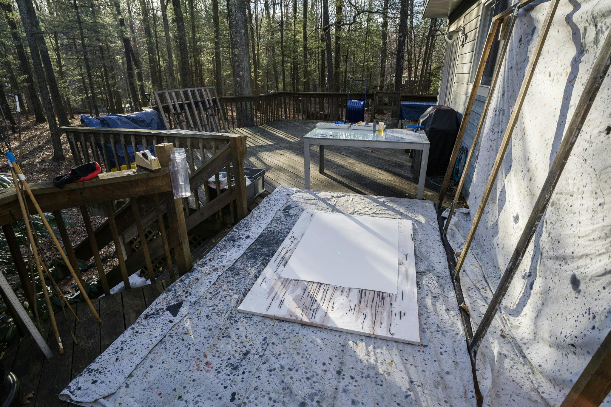 Blank paper sitting on the deck before the drawing began