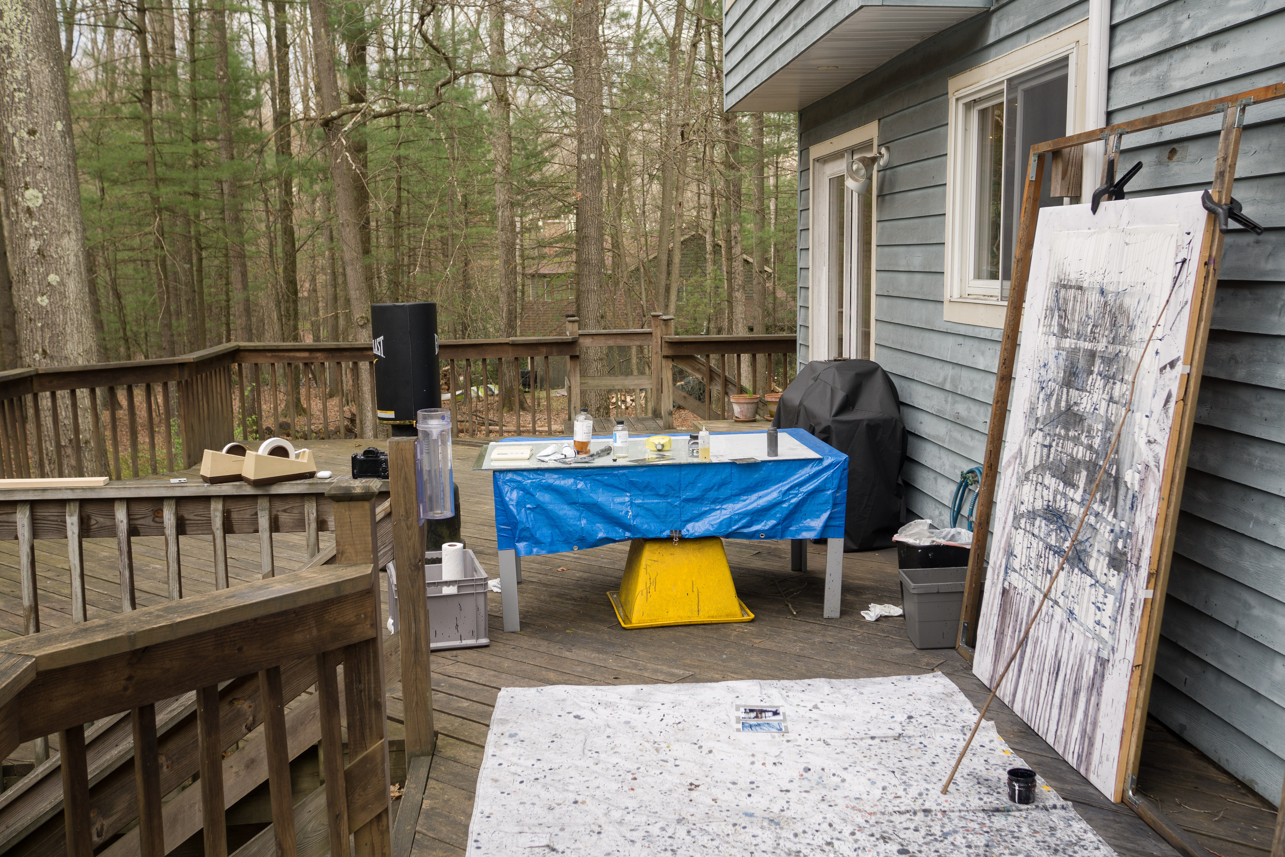 Outdoor studio in April, work in progress.