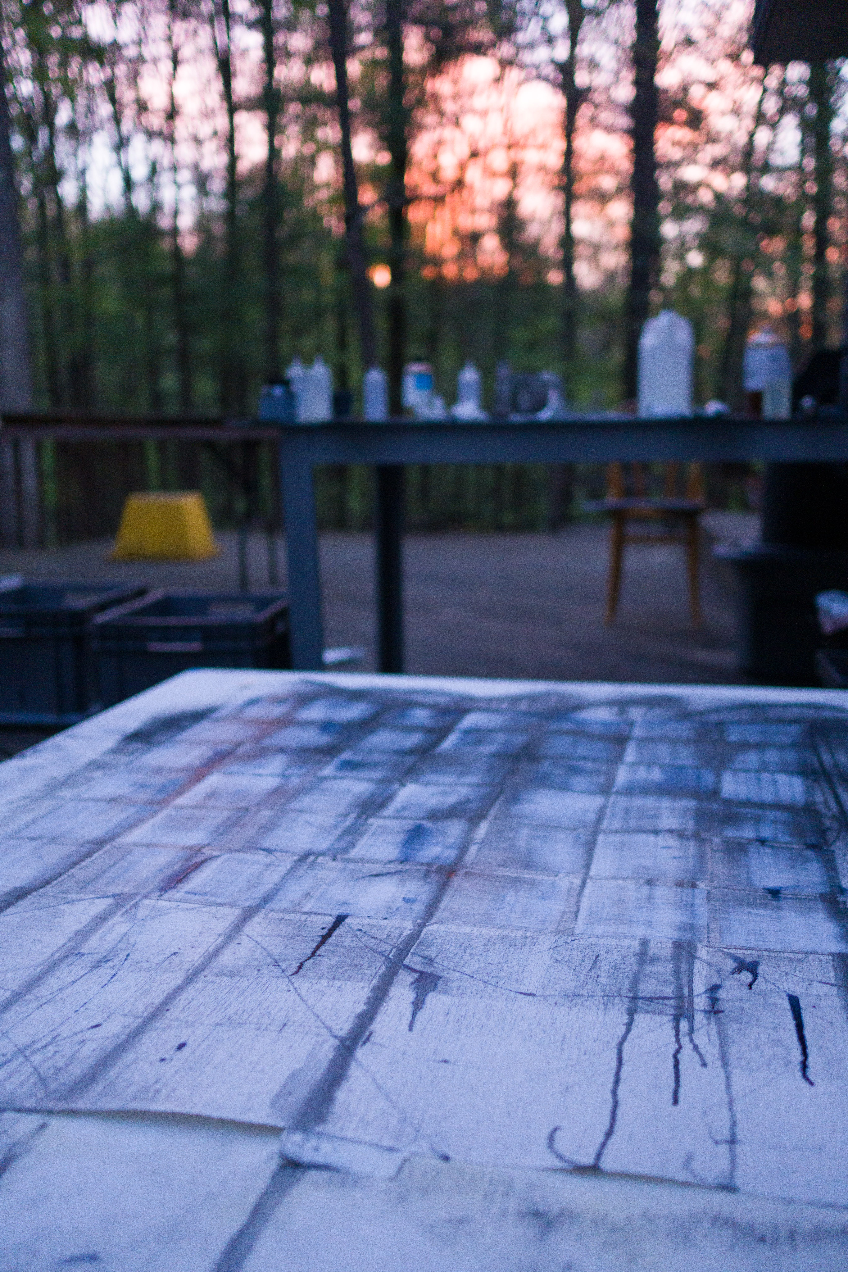 Outdoor studio, sunset on Gatesburg Ridge.